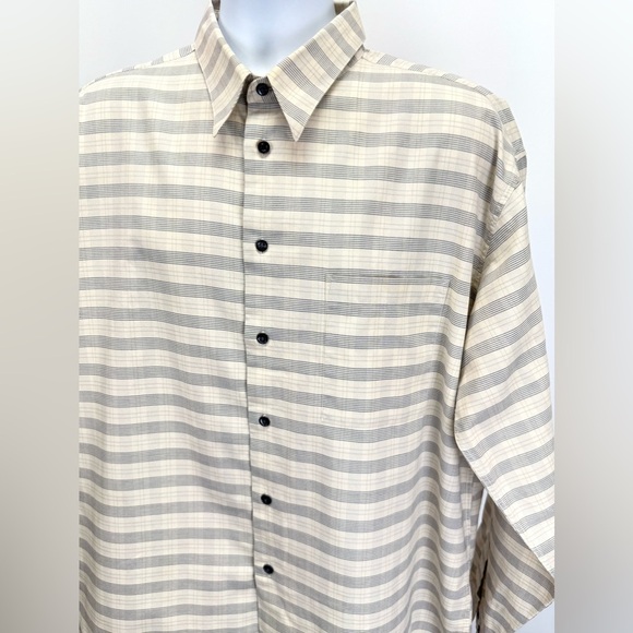 METAPHOR Men’s beige and gray plaid long sleeve button shirt size XL - Picture 2 of 12